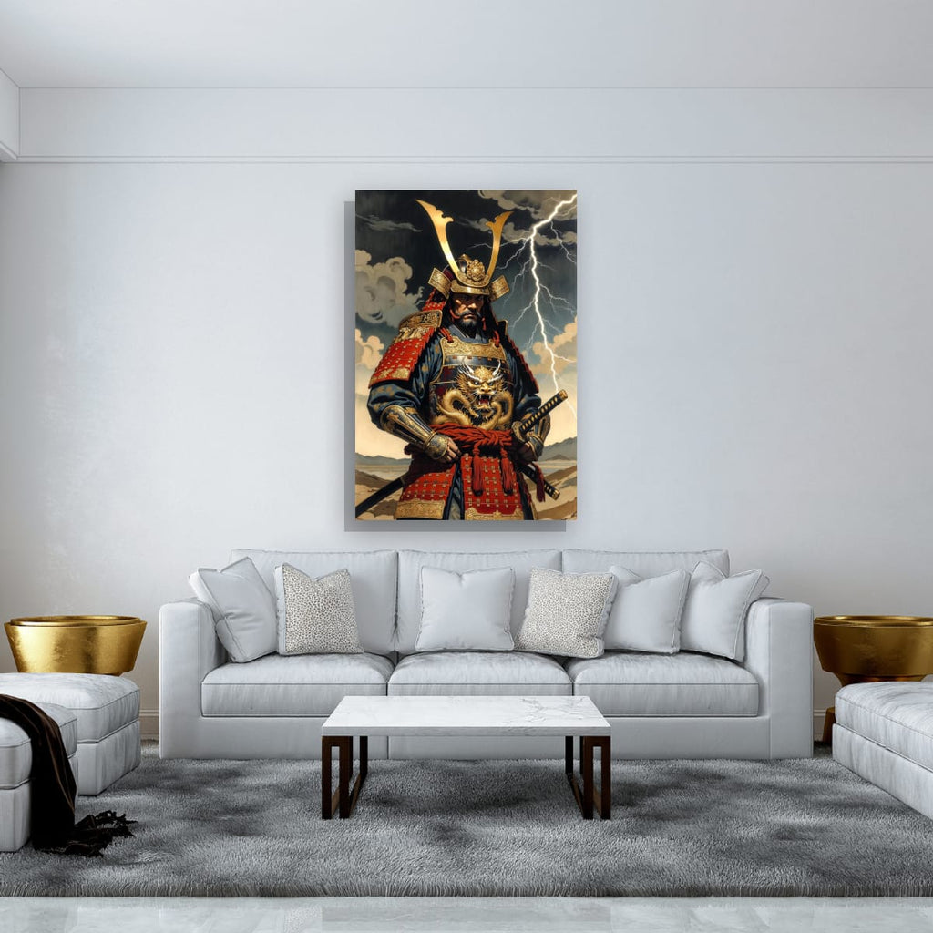 Stormy Samurai Poster | Feudal Japan Warrior Artwork