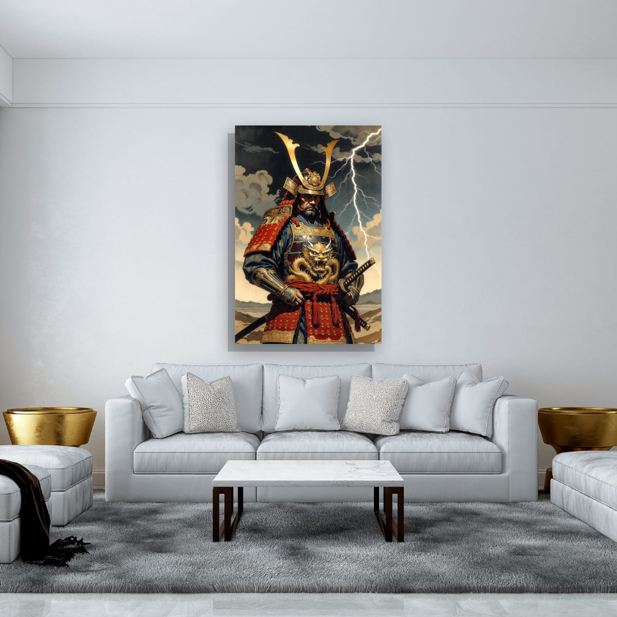 Stormy Samurai Poster | Feudal Japan Warrior Artwork