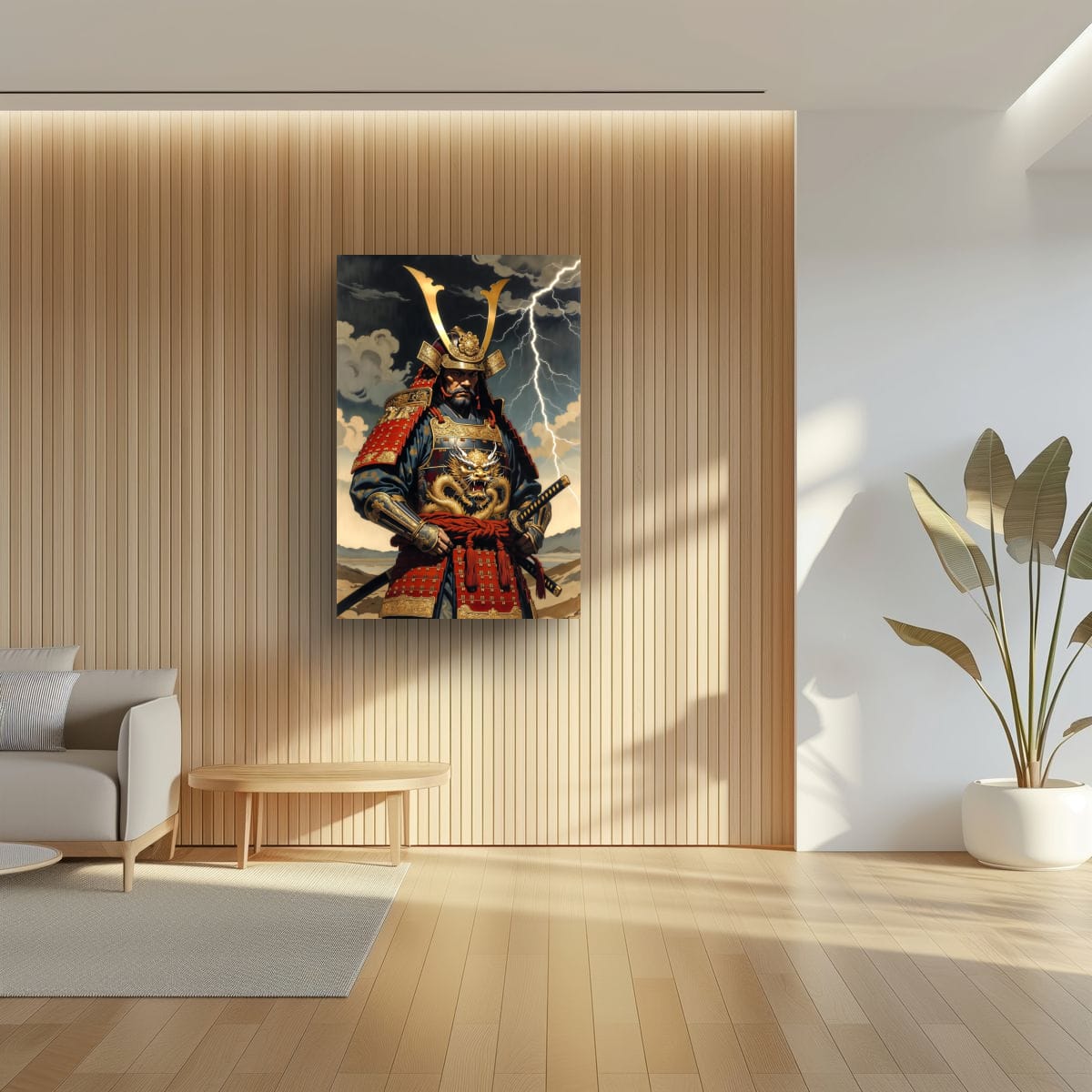 Japanese Storm Warrior Artwork | Epic Red Armor Canvas