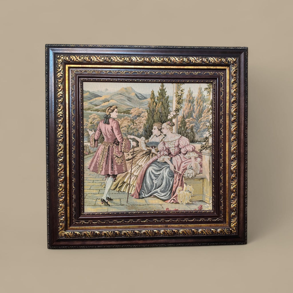 Vintage Tapestry Wall Art | Rococo Style Framed Textile Decor