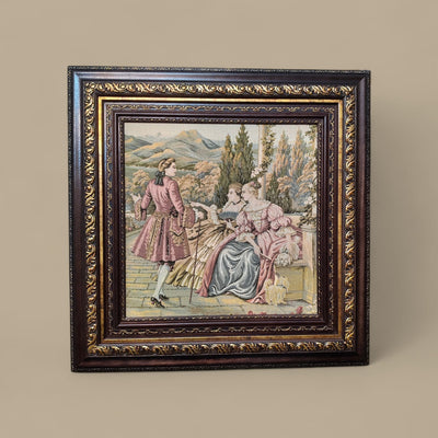 Antique Rococo-Style Tapestry with Courtly Scene – 19th Century