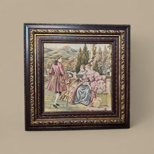 Vintage Tapestry Wall Art | Rococo Style Framed Textile Decor