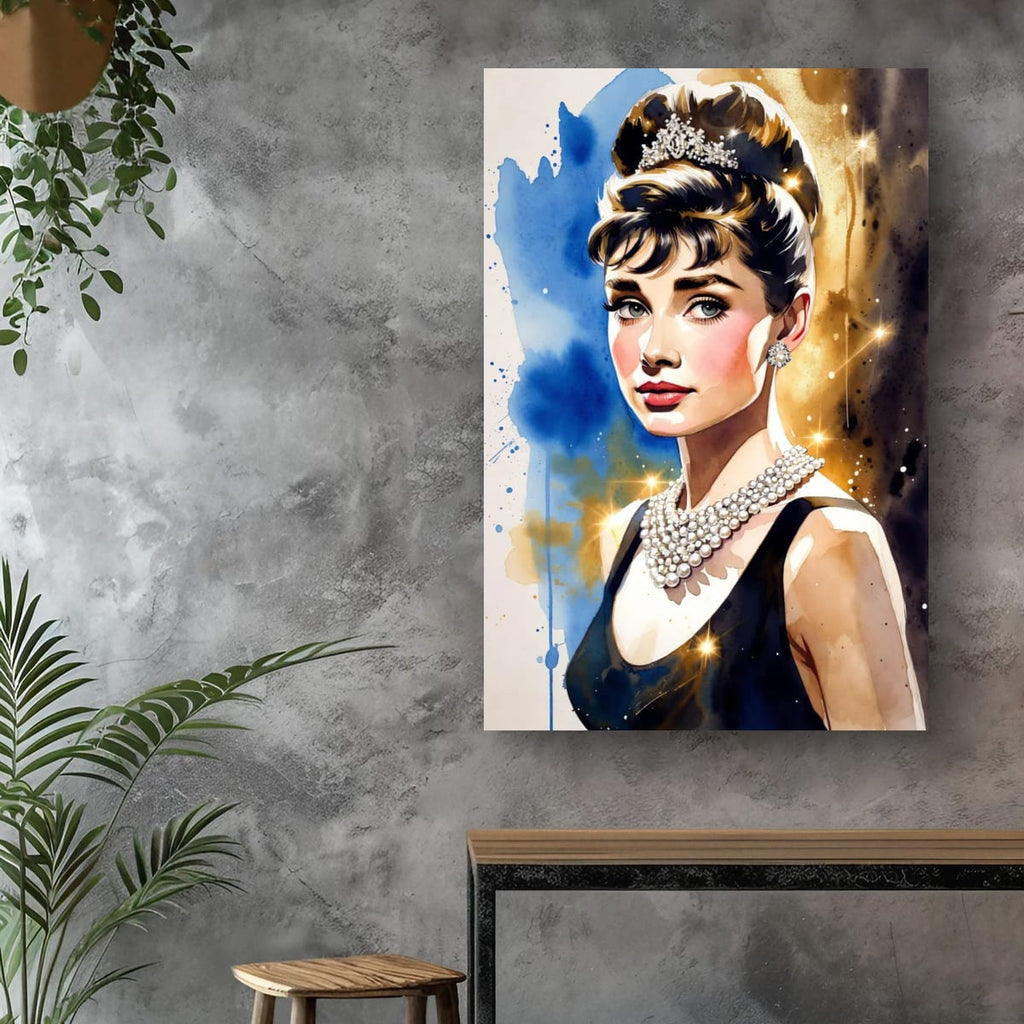 Audrey Hepburn Inspired Canvas Print | Elegant Hollywood Wall Art