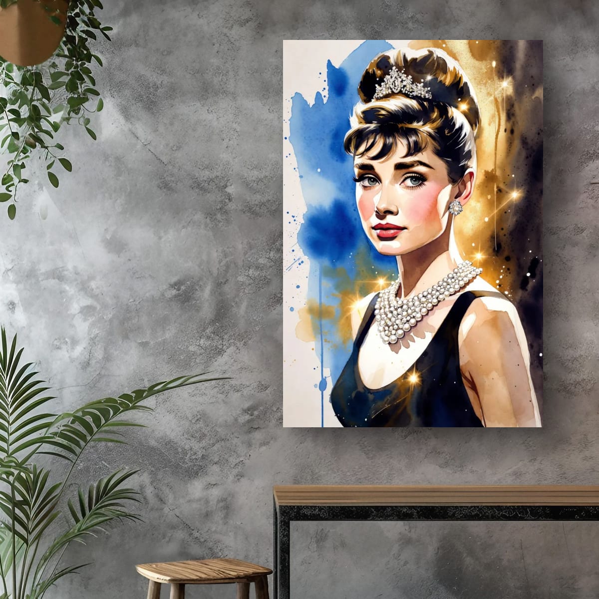 Audrey Hepburn Inspired Canvas Print | Elegant Hollywood Wall Art