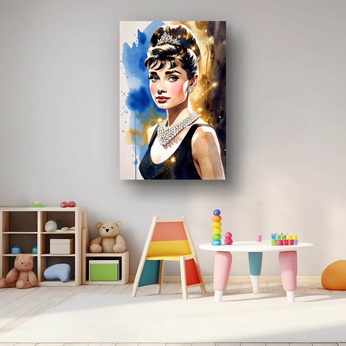 Audrey Style Watercolor Artwork | Luxury Feminine Wall Decor