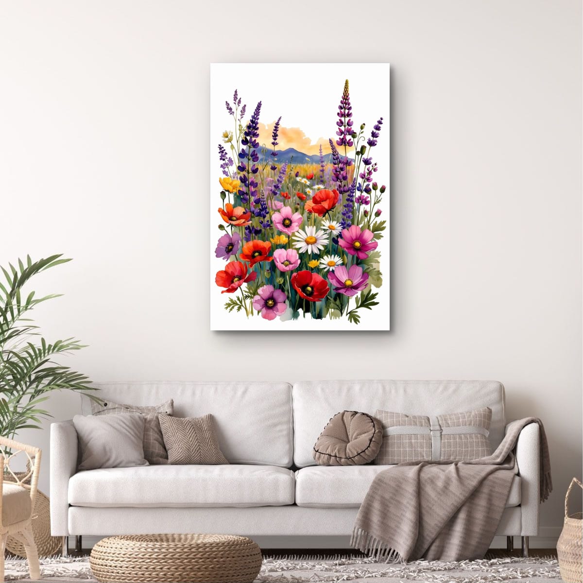 Botanical Wildflower Artwork | Bright Floral Canvas Print