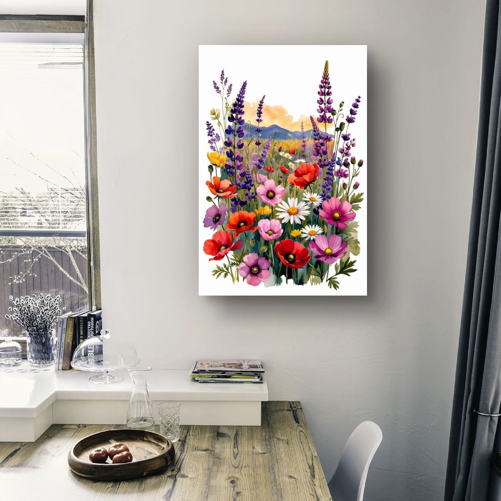 Colorful Lupine and Poppy Canvas | Nature Inspired Wall Art