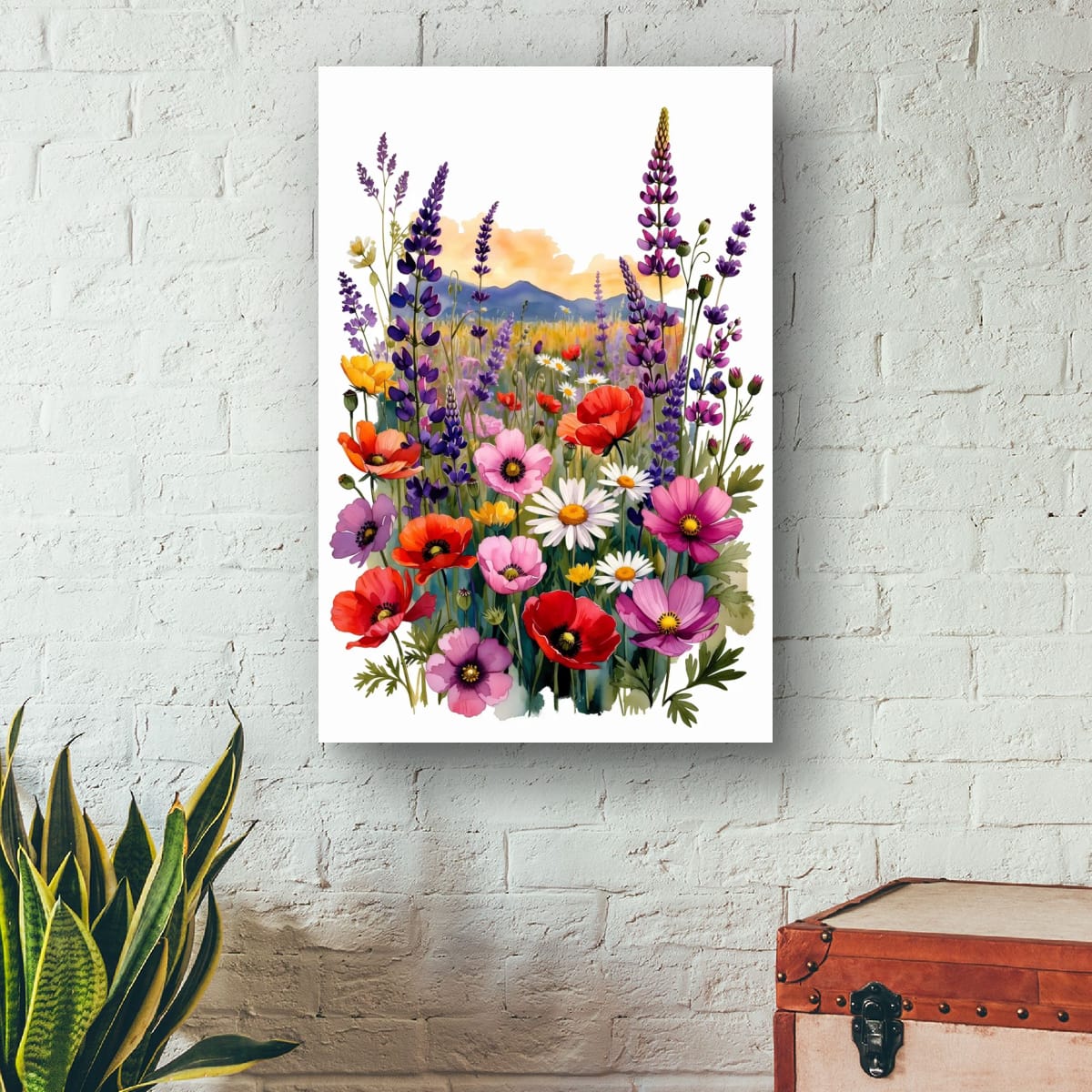 Spring Meadow Flowers Artwork | Elegant Floral Canvas Print