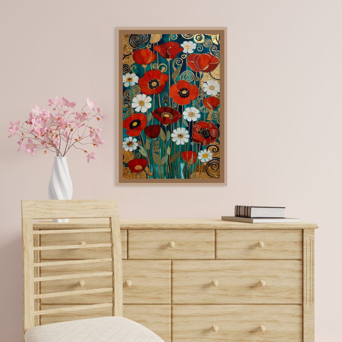 Golden Swirl Floral Canvas Print | Contemporary Flower Artwork