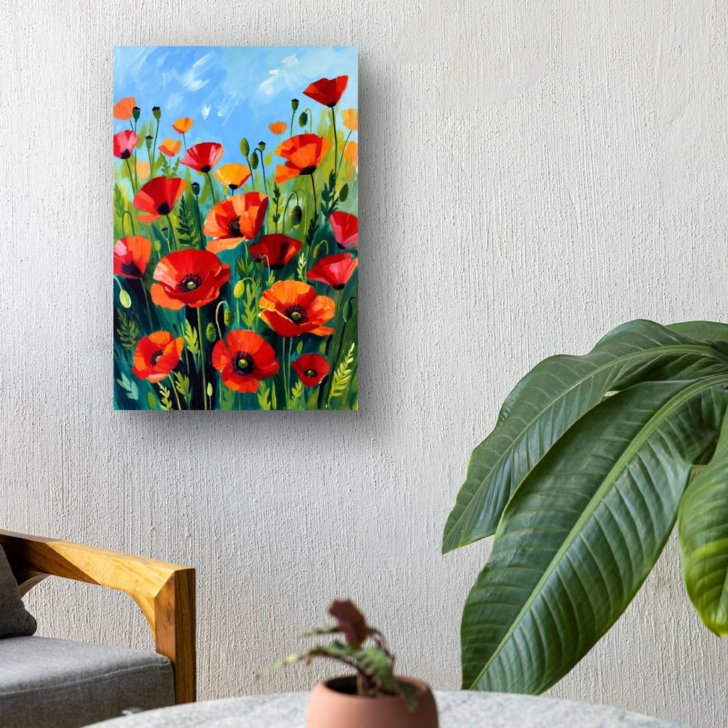 Abstract Poppy Flower Artwork | Modern Nature Canvas Print