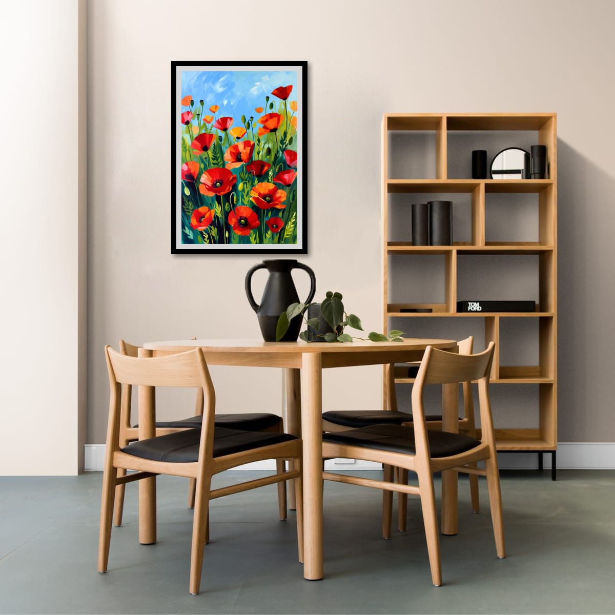 Red Poppy Wall Art | Bright Impressionist Flower Canvas