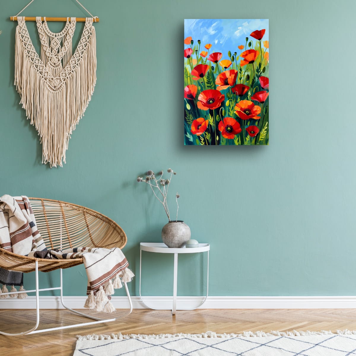 Colorful Wildflower Meadow Canvas | Contemporary Floral Decor