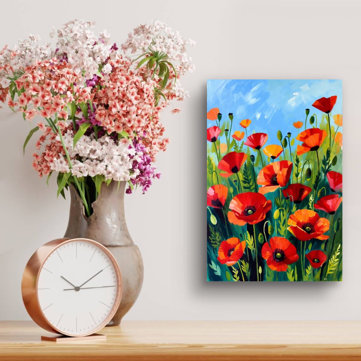 Vibrant Poppy Field Canvas Print | Colorful Floral Wall Art