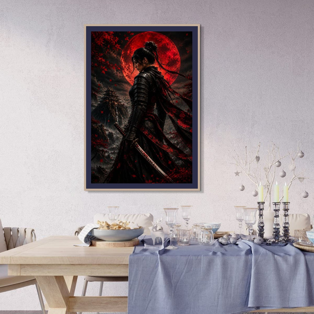 Shadow Samurai Woman Artwork | Dark Japanese Canvas Print