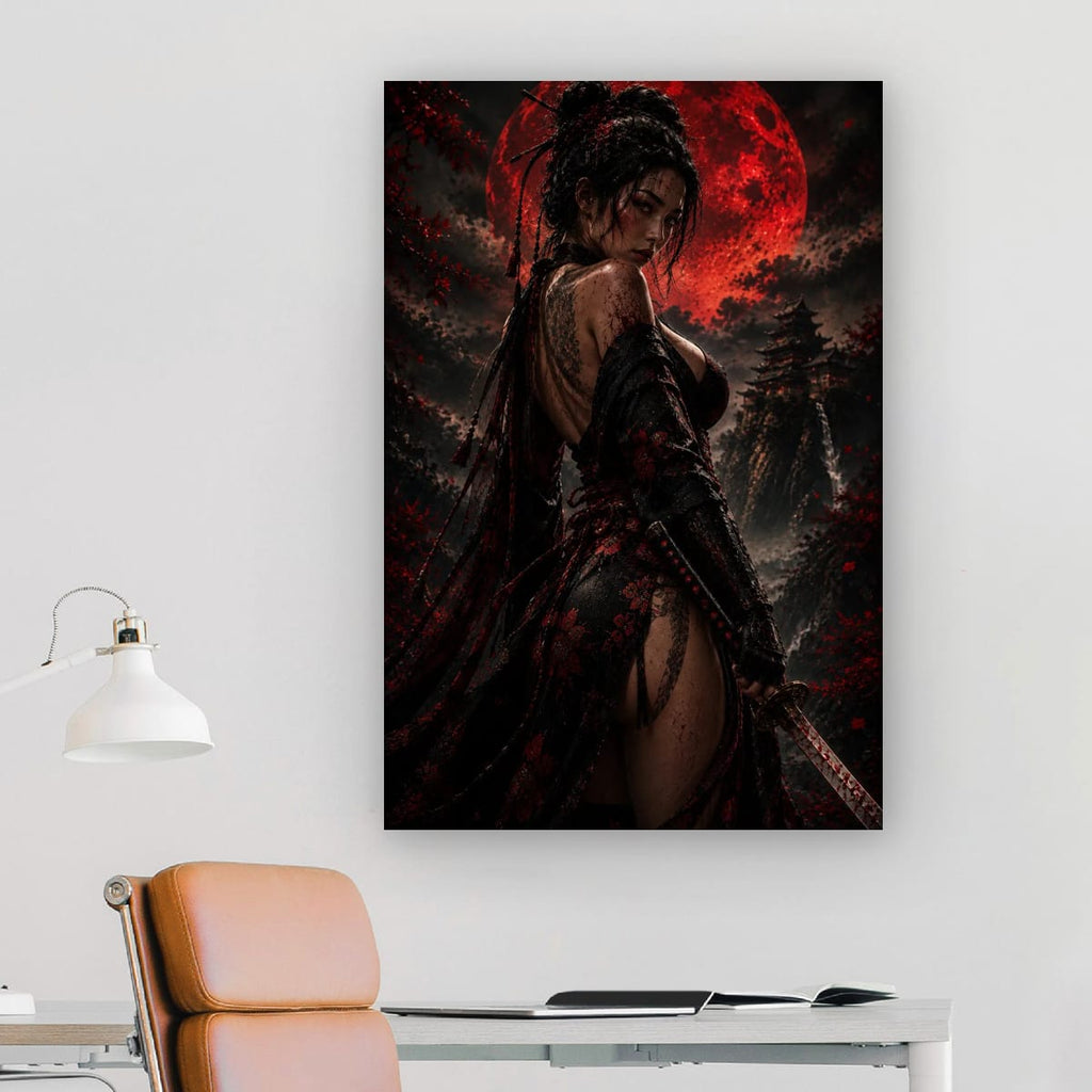 Moonlit Samurai Woman Print | Dramatic Japanese Wall Decor