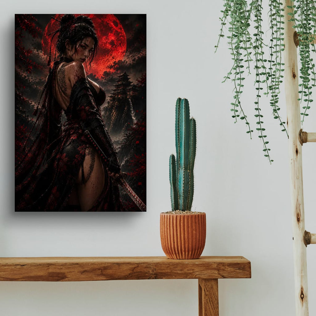 Dark Japanese Samurai Poster | Elegant Warrior Wall Art