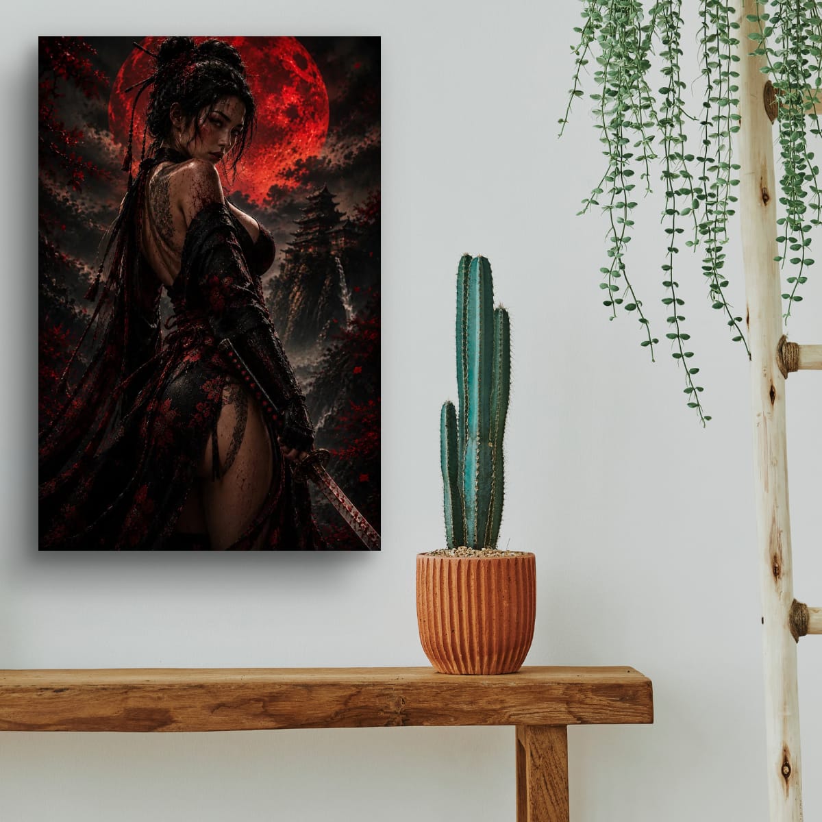 Dark Japanese Samurai Poster | Elegant Warrior Wall Art