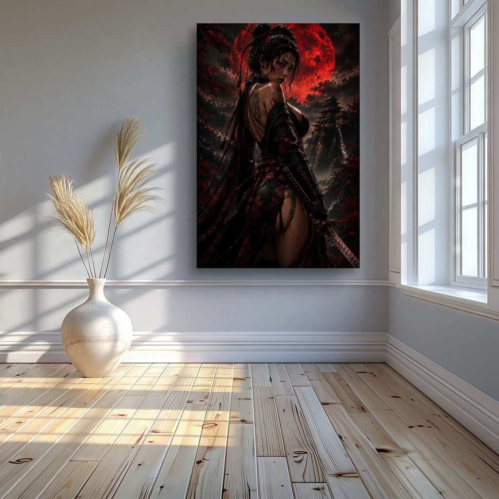 Black and Crimson Samurai Canvas | Epic Asian Artwork