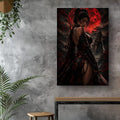 Dark Moon Samurai Woman Canvas | Japanese Warrior Wall Art