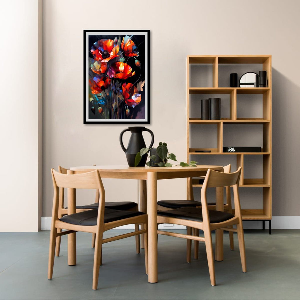 Dramatic Poppy Flowers Artwork | Modern Nature Canvas