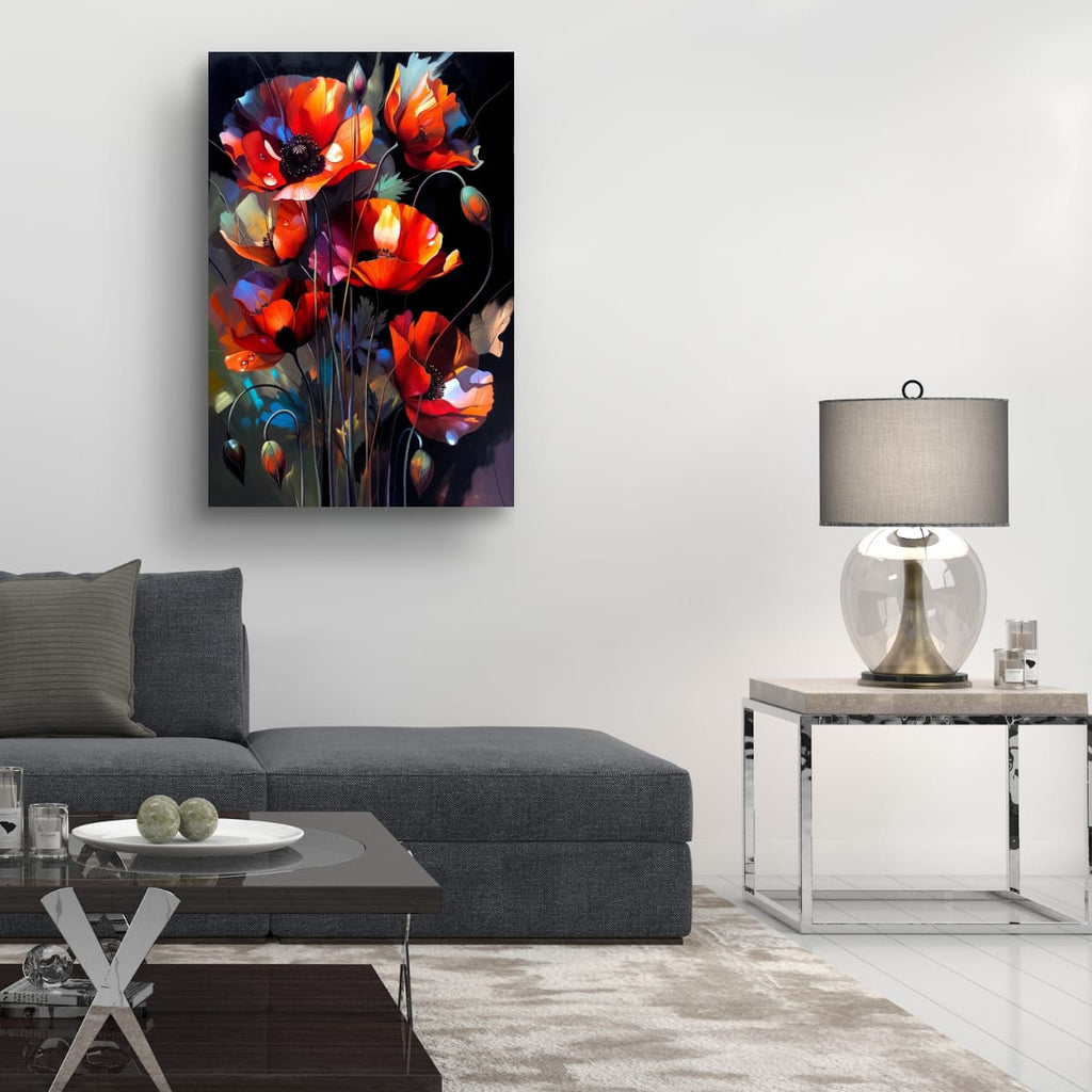Luxury Flower Canvas Decor | Artistic Poppy Bouquet Print