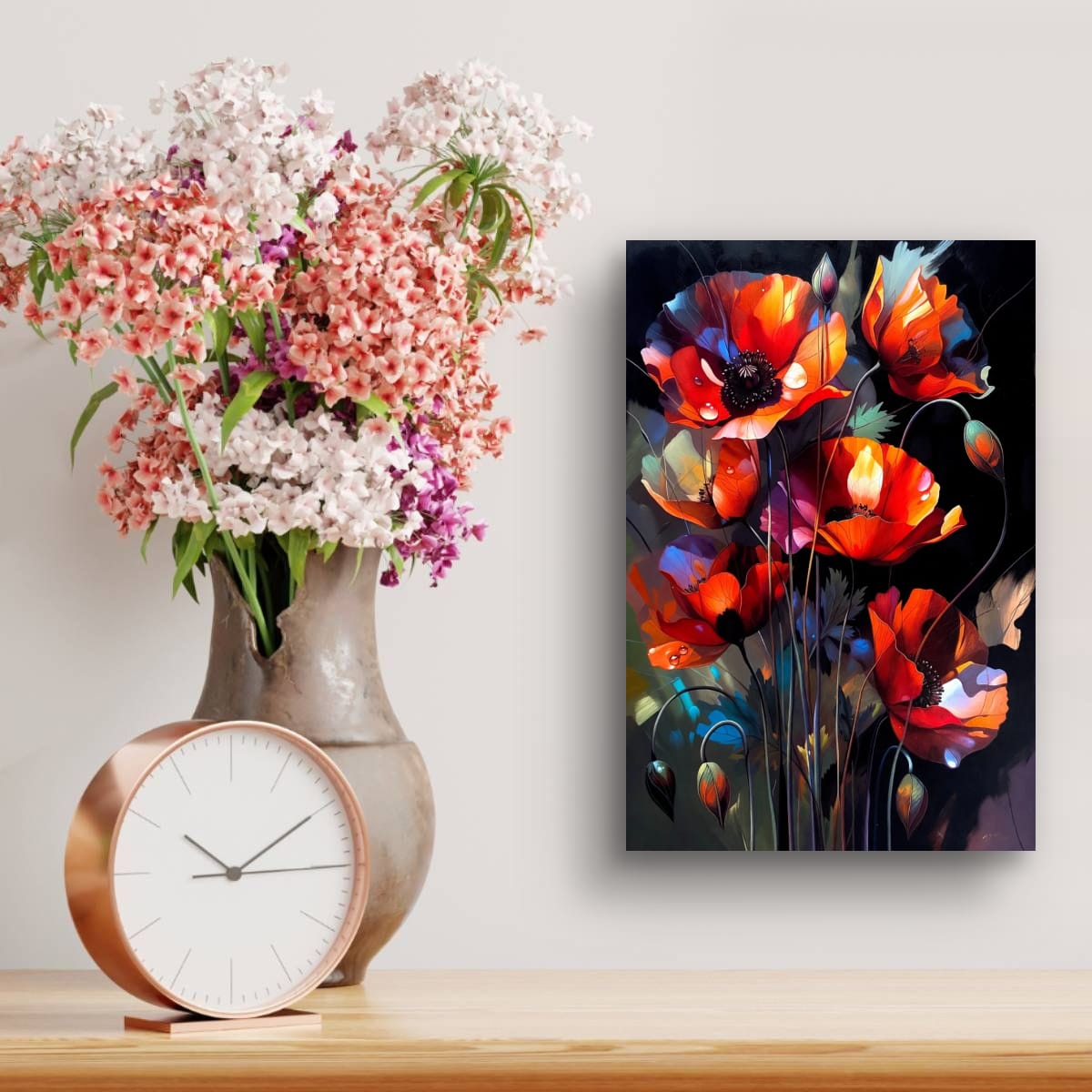 Colorful Floral Wall Art | Contemporary Poppy Canvas Print