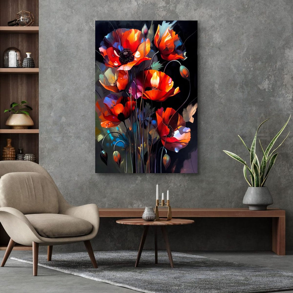 Contemporary Poppy Wall Art | Bold Floral Canvas Decor