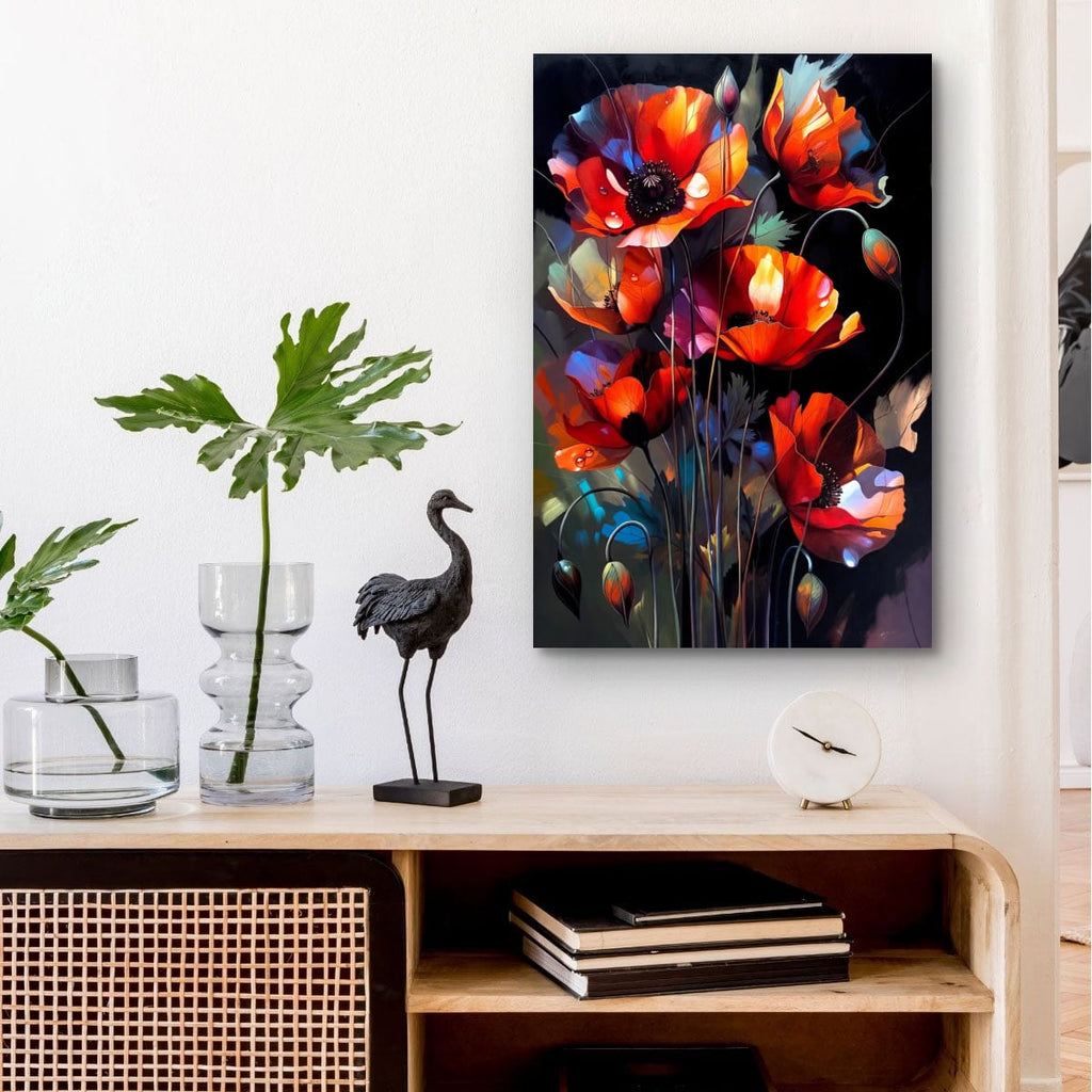 Abstract Floral Canvas Print | Luxury Poppy Flower Artwork