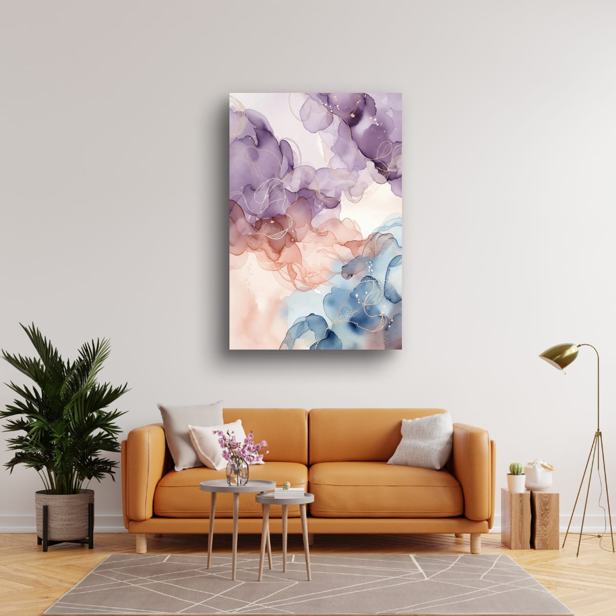 Luxury Fluid Abstract Poster | Soft Beige Purple Wall Decor