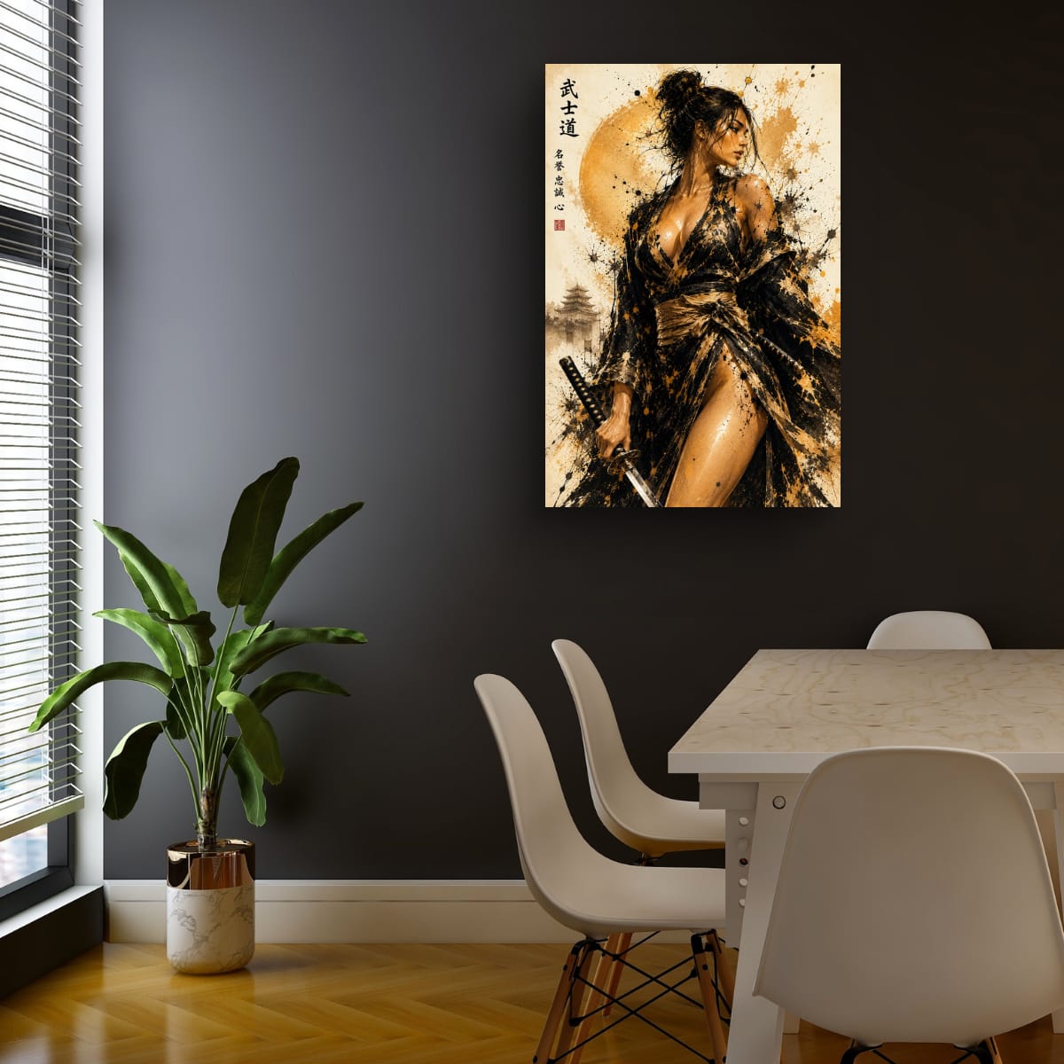 Asian Samurai Female Art Print | Modern Japandi Wall Decor