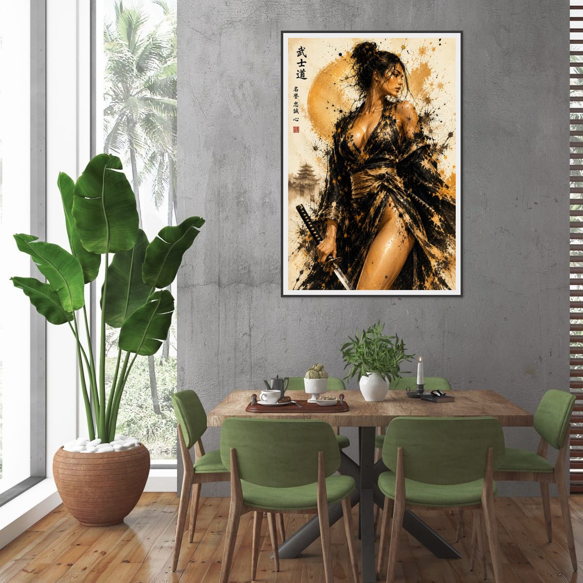 Japanese Geisha Samurai Art | Modern Asian Wall Decor