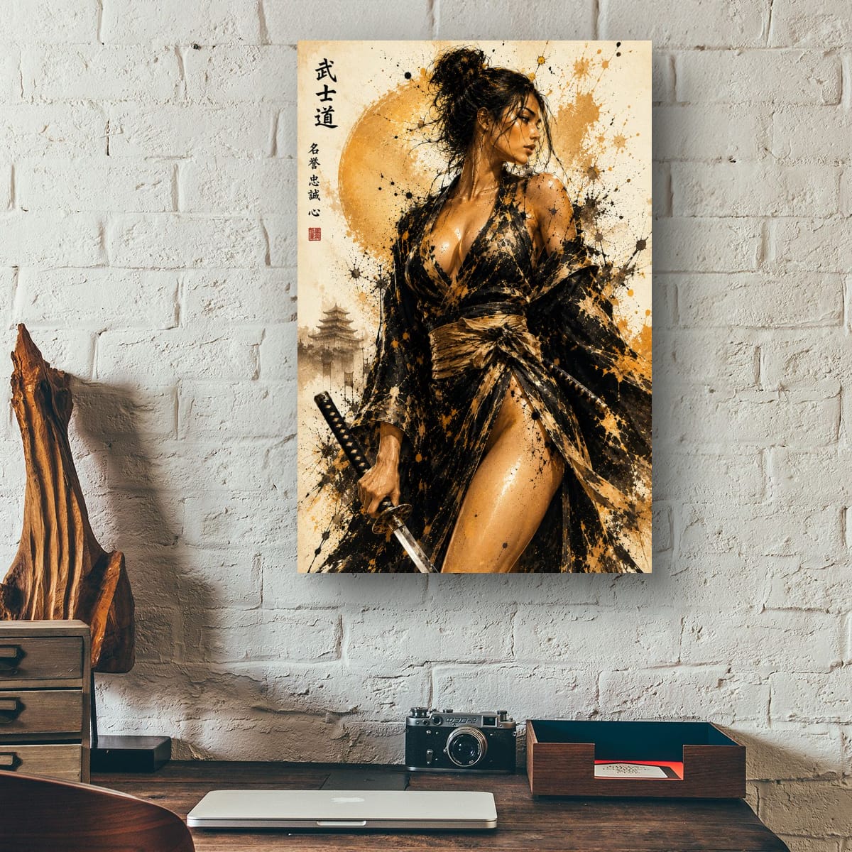 Feminine Samurai Woman Canvas | Japanese Warrior Art Print