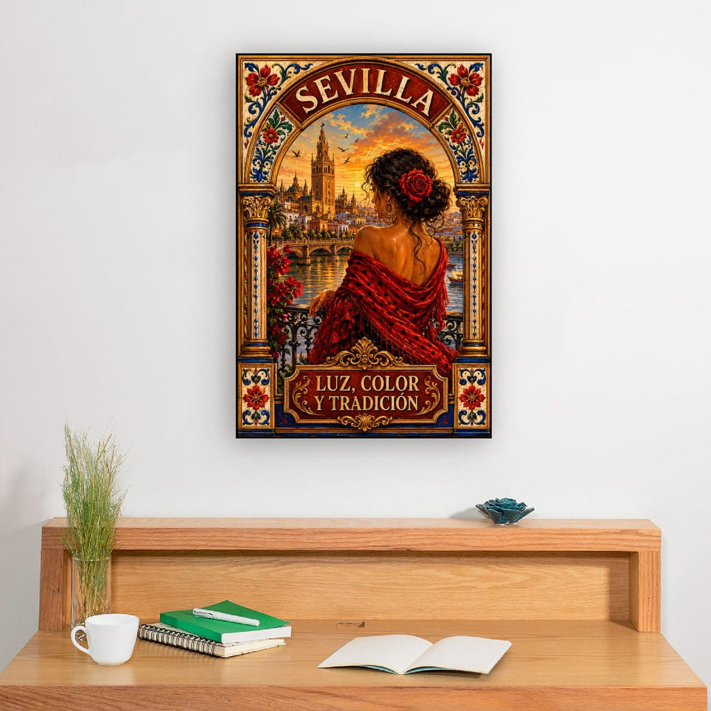 Sevilla Vintage Travel Poster | Spanish Flamenco Canvas Wall Art