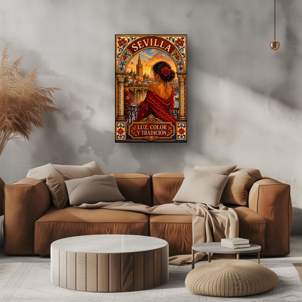Sevilla Vintage Travel Poster | Spanish Flamenco Canvas Wall Art