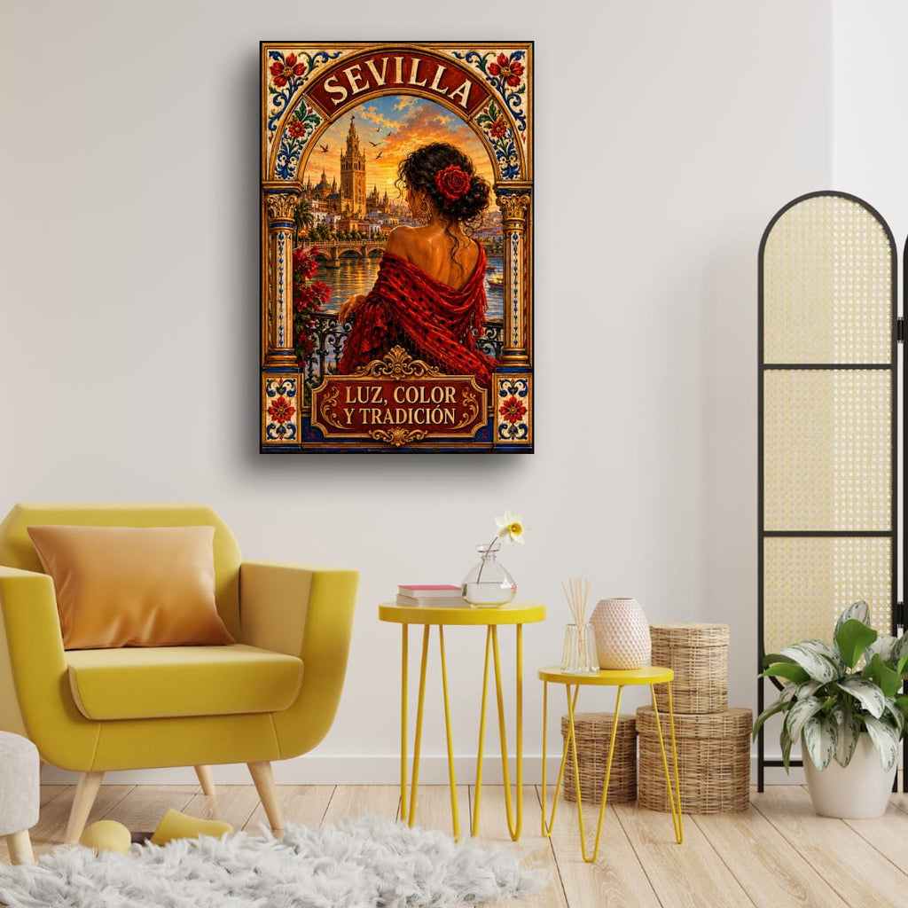 Sevilla Vintage Travel Poster | Spanish Flamenco Canvas Wall Art