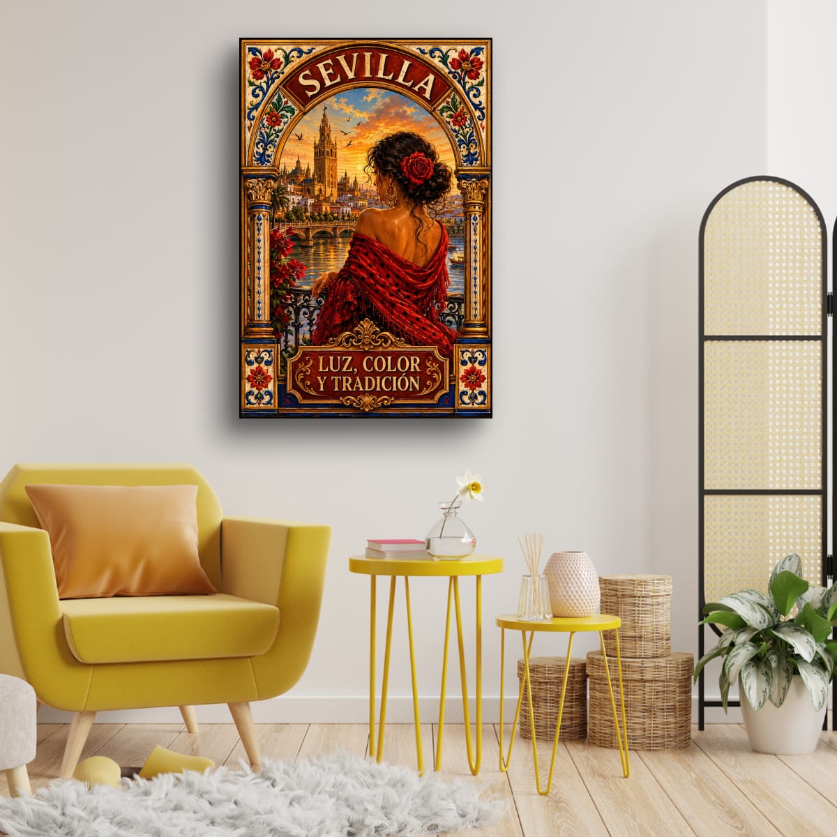 Sevilla Vintage Travel Poster | Spanish Flamenco Canvas Wall Art