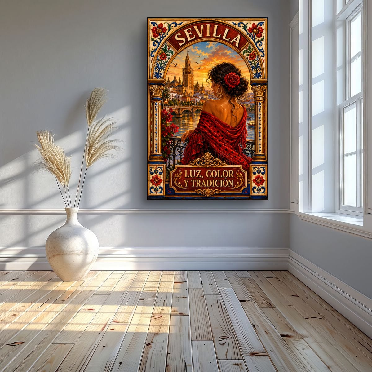 Sevilla Vintage Travel Poster | Spanish Flamenco Canvas Wall Art