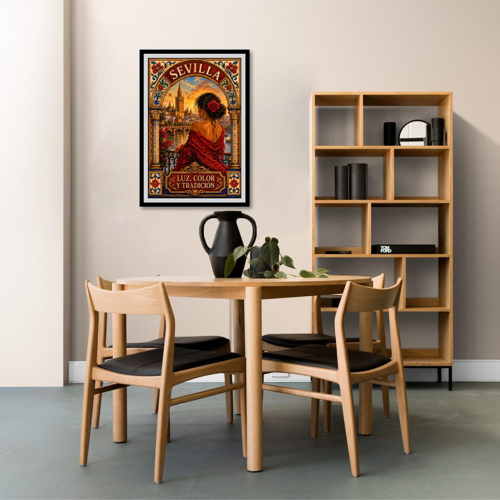 Sevilla Vintage Travel Poster | Spanish Flamenco Canvas Wall Art