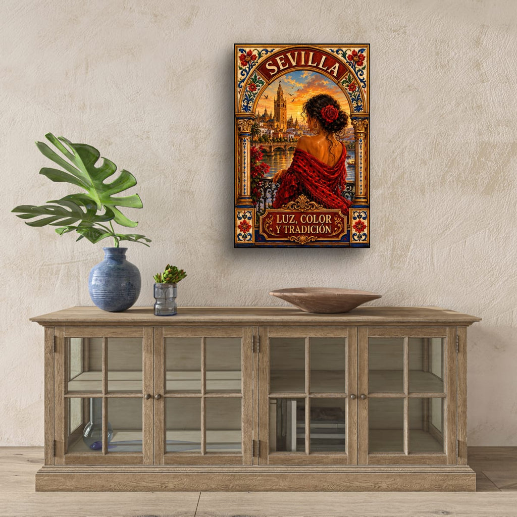 Sevilla Vintage Travel Poster | Spanish Flamenco Canvas Wall Art