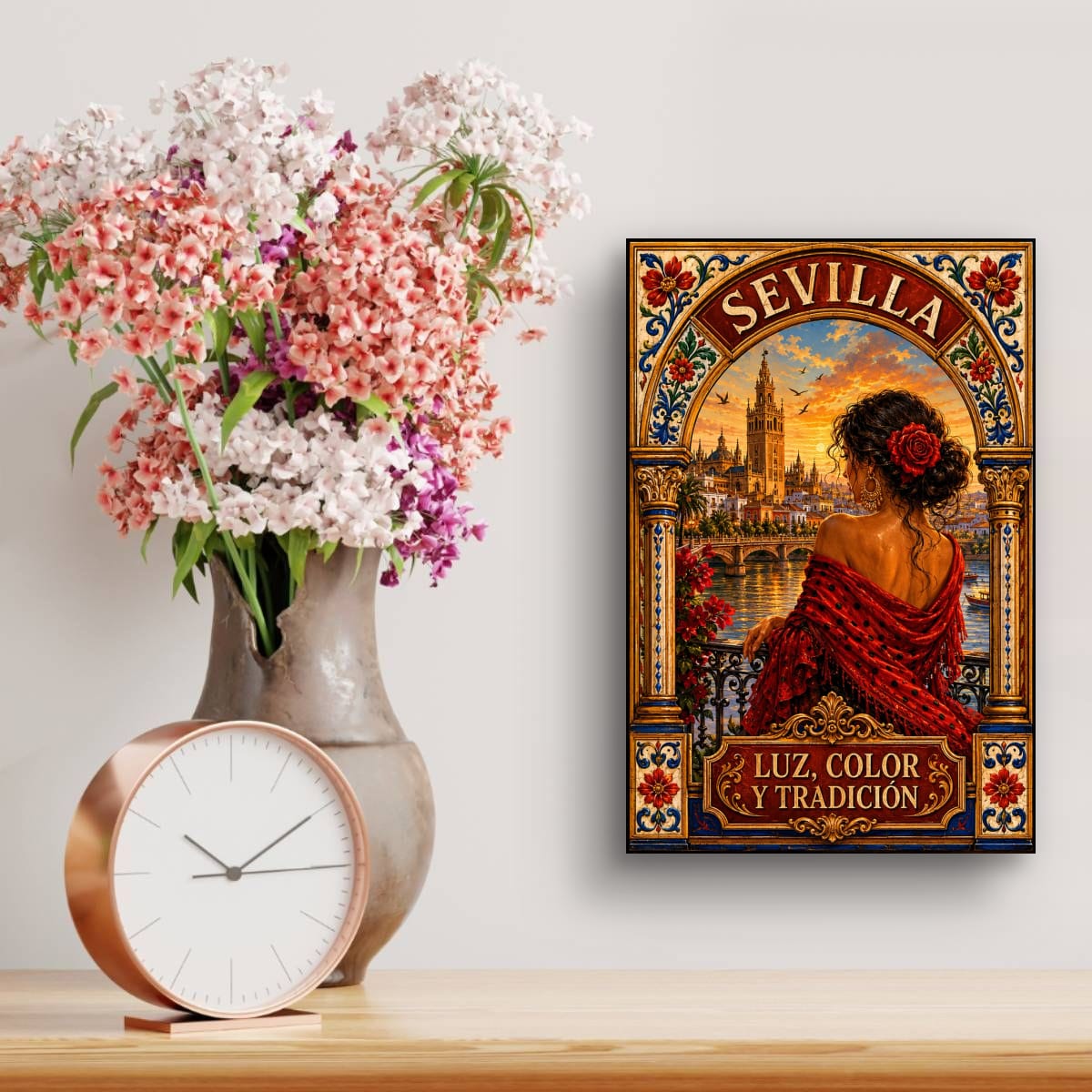 Sevilla Vintage Travel Poster | Spanish Flamenco Canvas Wall Art