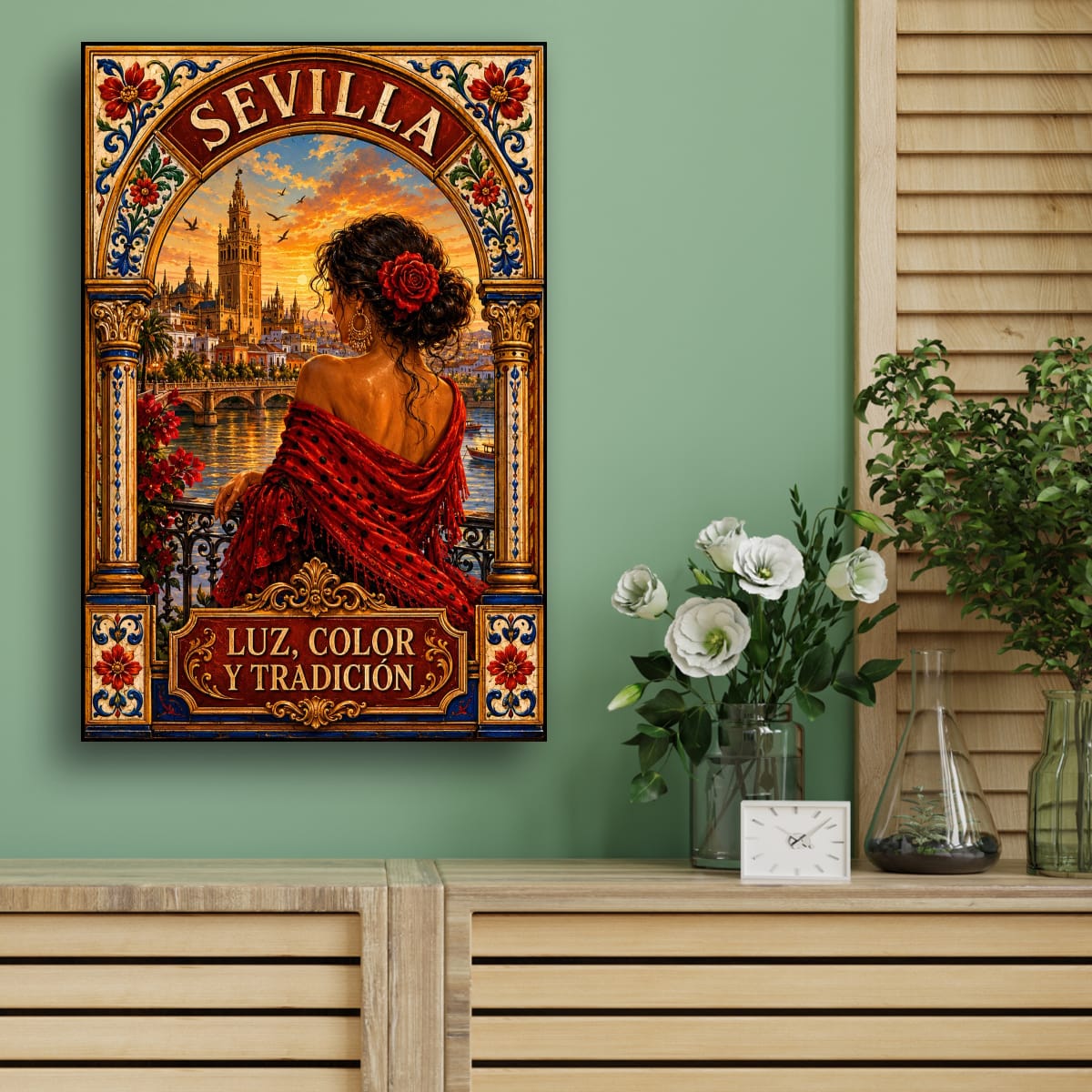 Sevilla Vintage Travel Poster | Spanish Flamenco Canvas Wall Art