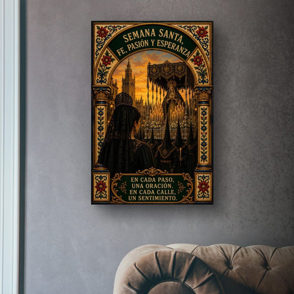 Holy Week in Seville Poster | Religious Spanish Decor on Rolled Canvas