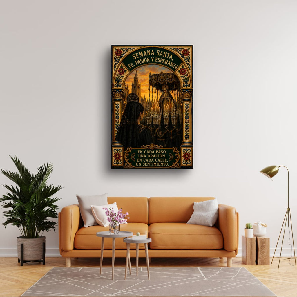 Holy Week in Seville Poster | Religious Spanish Decor on Rolled Canvas