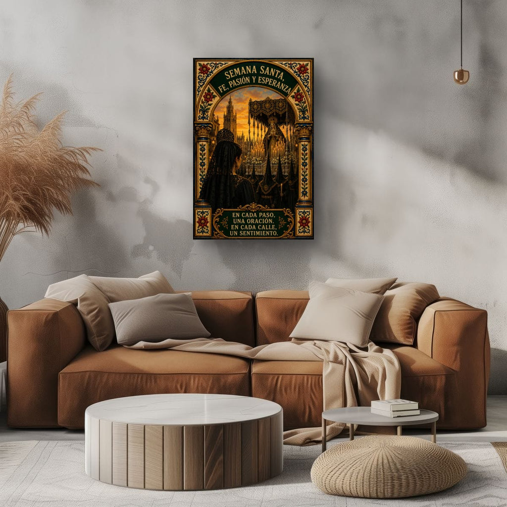 Holy Week in Seville Poster | Religious Spanish Decor on Rolled Canvas