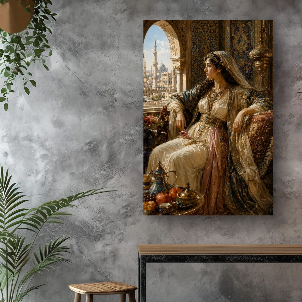 Ottoman Princess Canvas Wall Art | Luxury Oriental Palace Decor