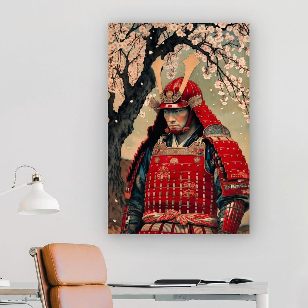 Cherry Blossom Samurai Print | Traditional Japanese Canvas