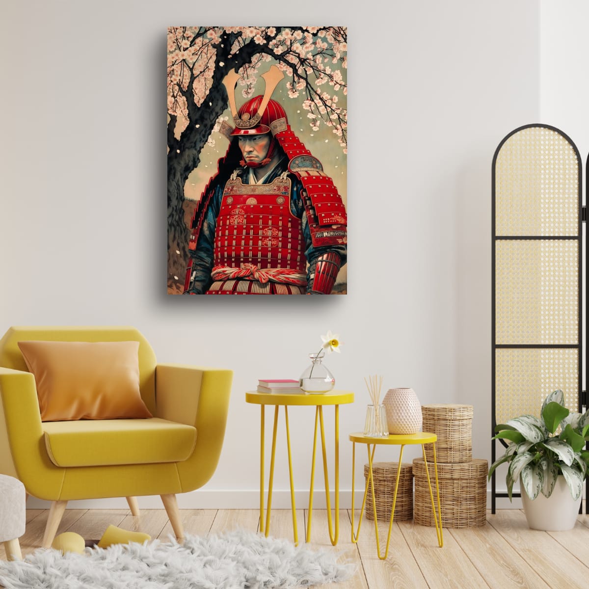 Samurai Under Sakura Tree | Japanese Warrior Canvas Print