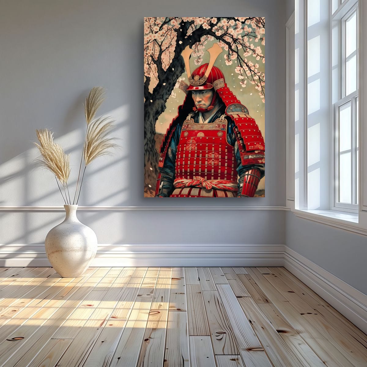 Feudal Japan Warrior Artwork | Red Armor Wall Decor