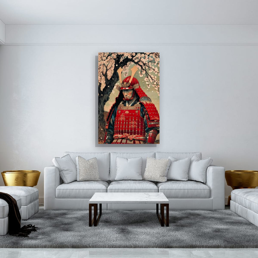 Samurai and Cherry Blossoms | Elegant Asian Wall Decor