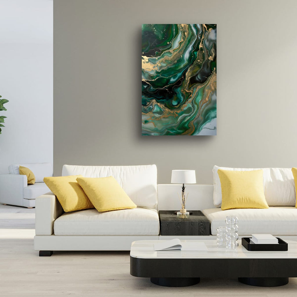 Modern Fluid Marble Canvas | Gold Vein Abstract Artwork